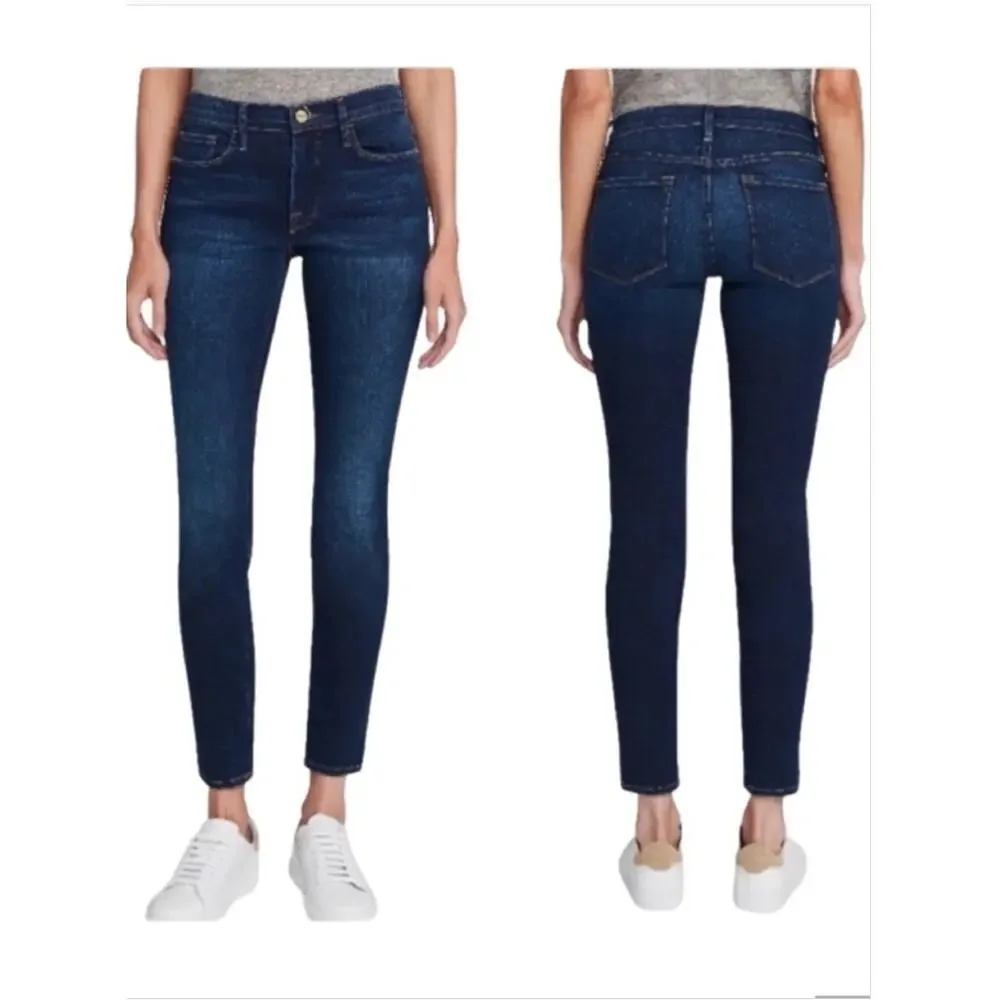 Frame Le Skinny de Jeanne Wellington Stretch Blue Denim Jeans Size 25 Minimal - Picture 12 of 12